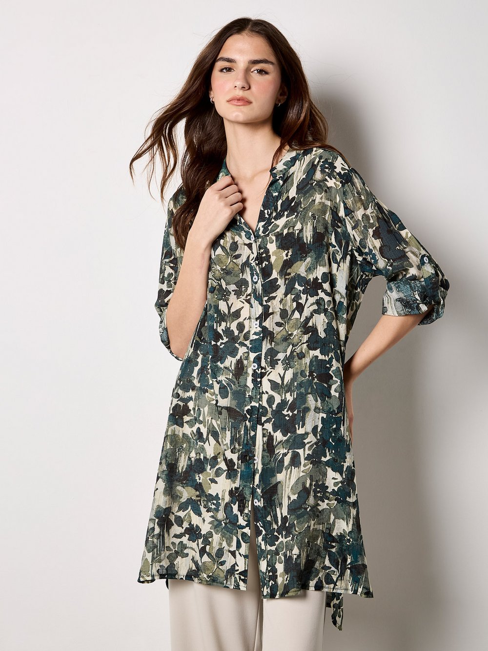 Thumbnail - Apricot Bluse Damen Viskose grün gemustert, 36