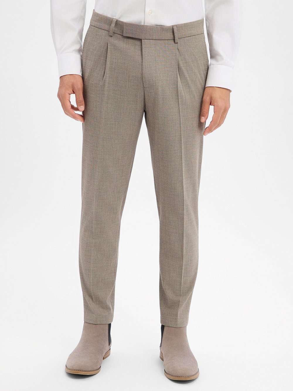 Cinque Bakasten-Bundfaltenhose Herren Slim Fit braun meliert, 46