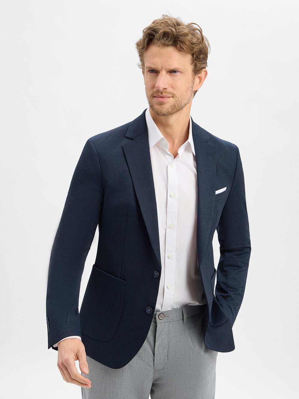 Thumbnail - Cinque Jerseysakko Herren Slim Fit blau meliert, 52