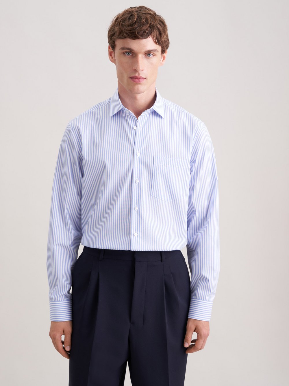 Seidensticker Business Hemd Herren Regular Fit Baumwolle blau, XXL