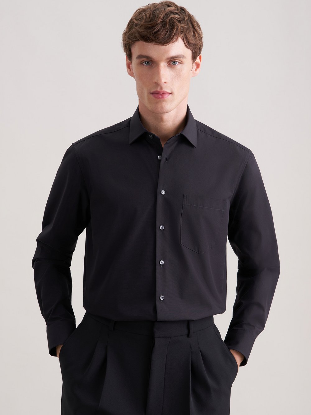 Seidensticker Business Hemd Herren Regular Fit Baumwolle schwarz, M