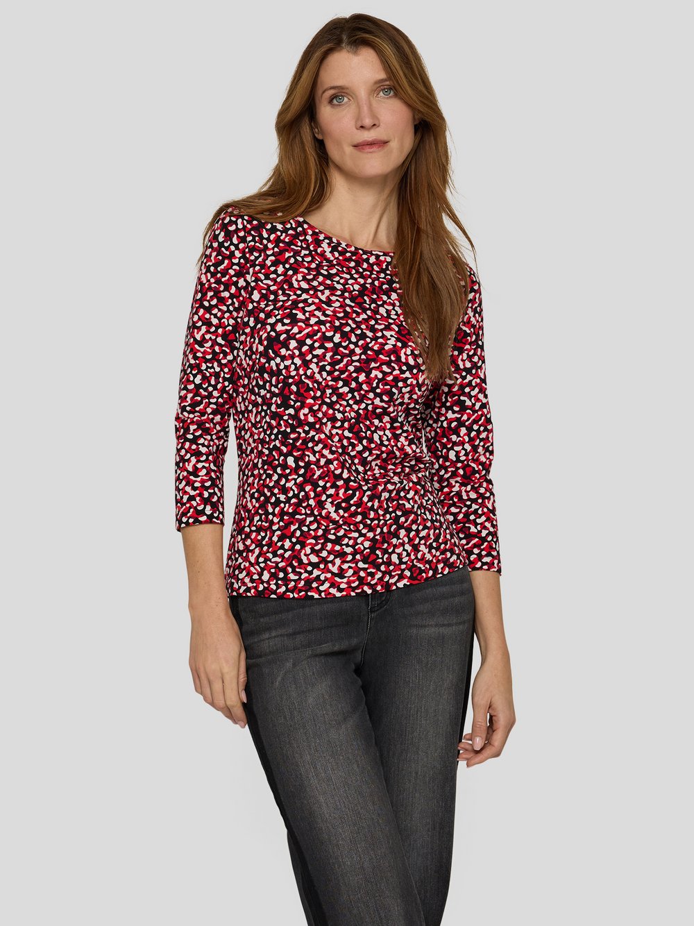 RABE T-Shirt Damen Baumwolle rot gemustert, 44