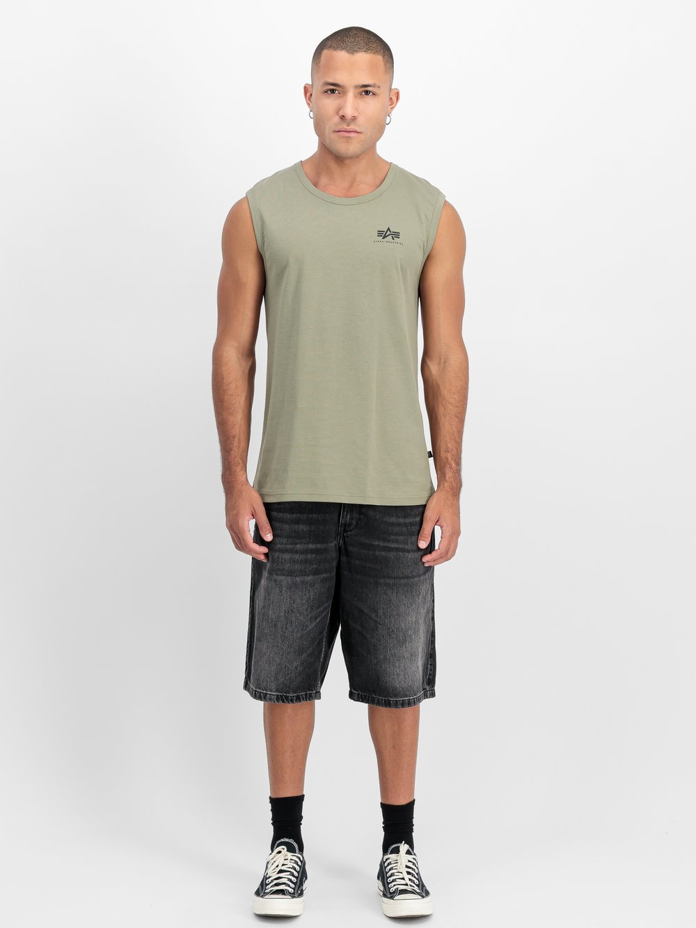 Alpha Industries Tanktop Herren Baumwolle grün bedruckt, M