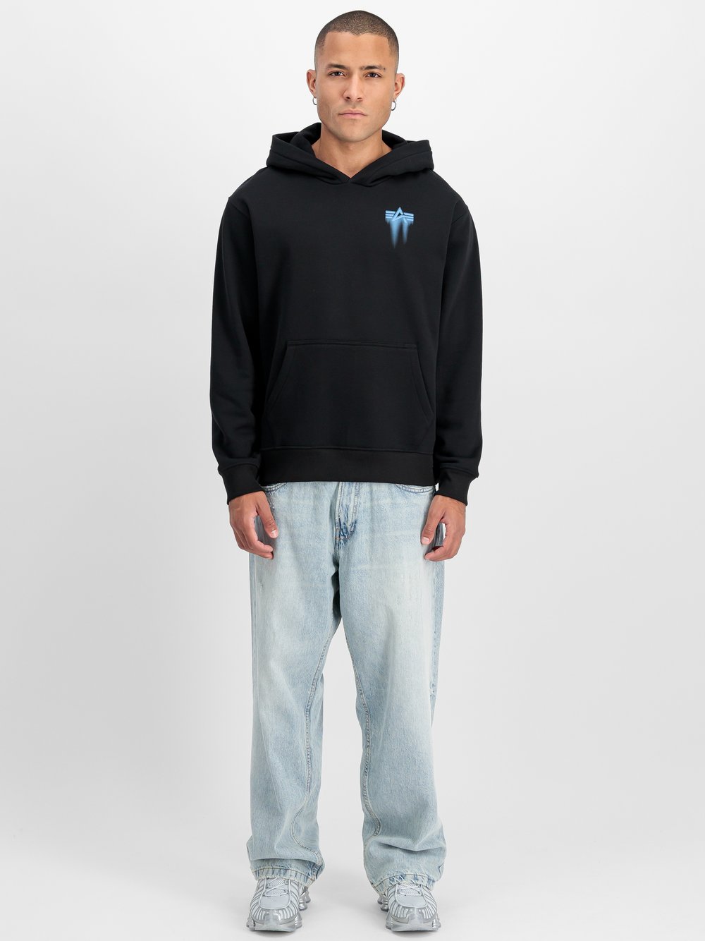 Alpha Industries Kapuzensweatshirt Herren Baumwolle schwarz bedruckt, L