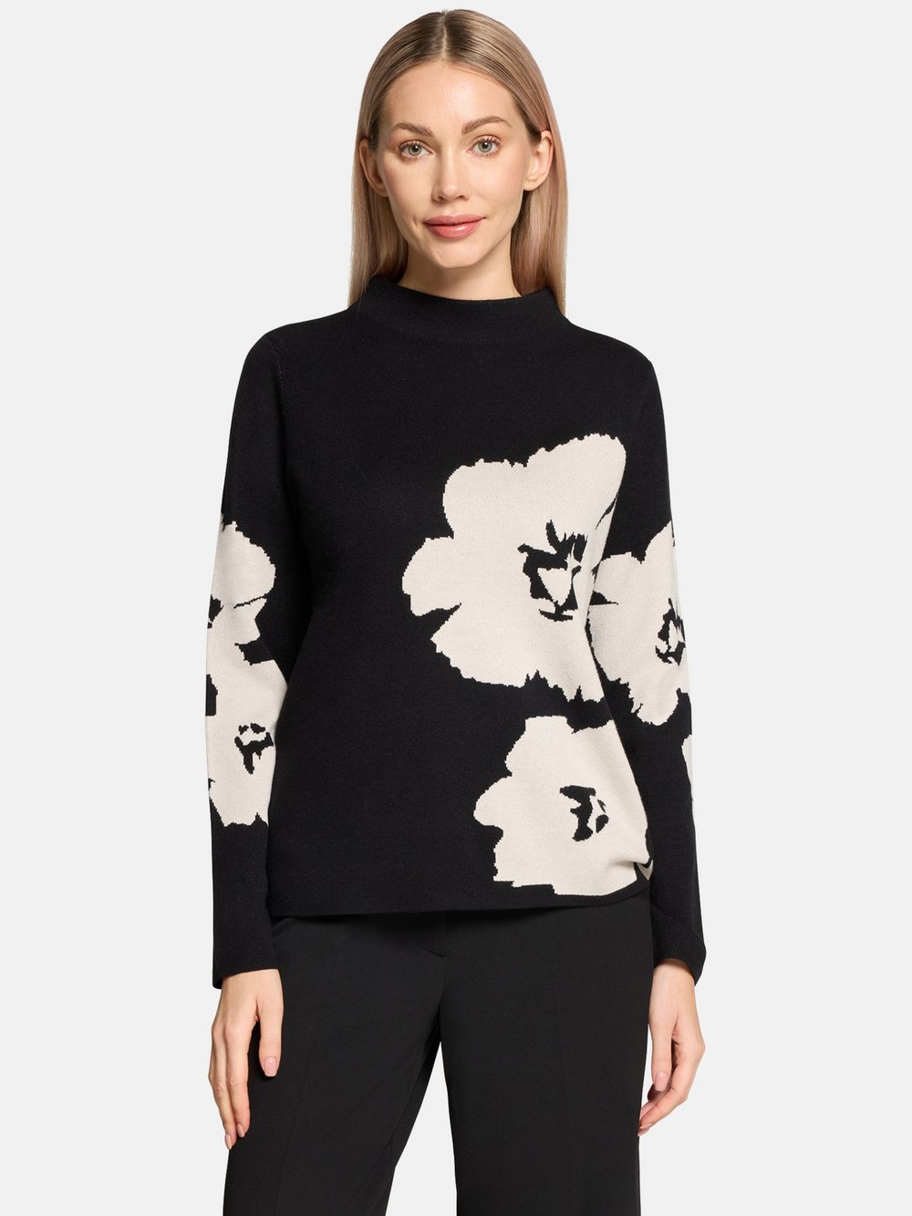 Betty Barclay Feinstrickpullover Damen Viskose schwarz gemustert, 42