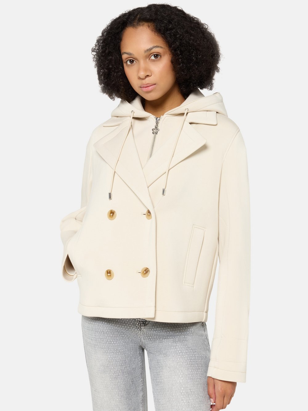 Cartoon Kapuzenjacke Damen Viskose beige, 46