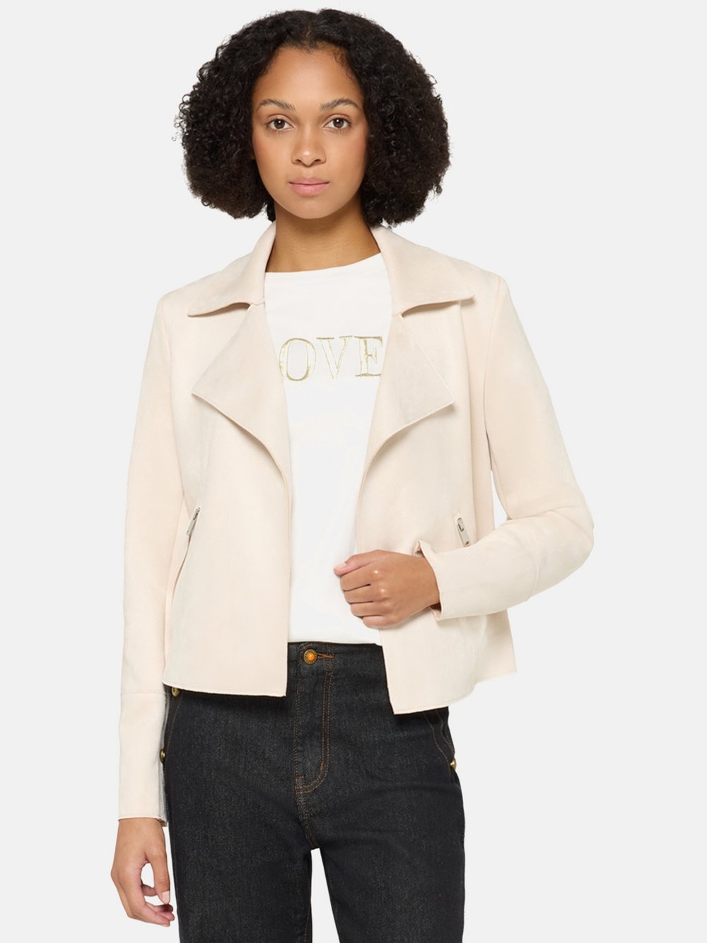 Cartoon Blazer-Jacke Damen beige, 34