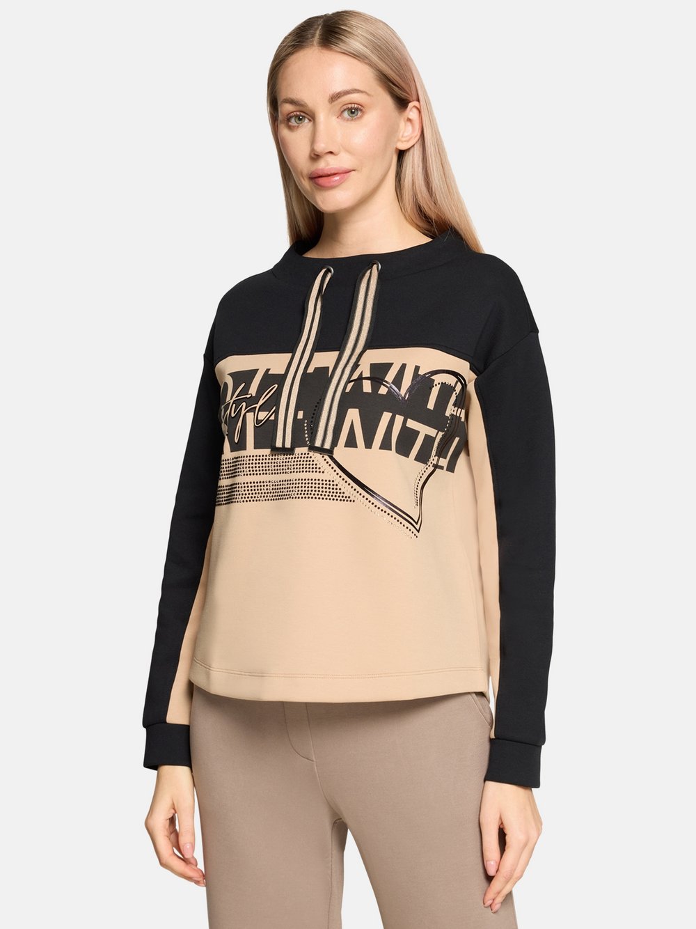 Betty Barclay Sweatshirt Damen Baumwolle beige bedruckt, 44