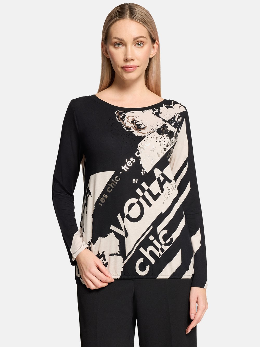 Betty Barclay Casual-Shirt Damen Viskose schwarz gemustert, 48