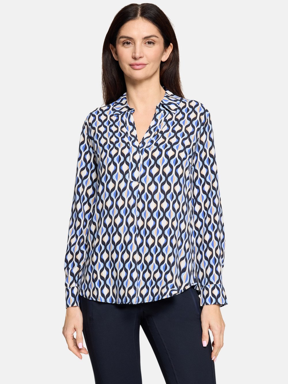 Thumbnail - Betty Barclay Schlupfbluse Damen Viskose blau gemustert, 40