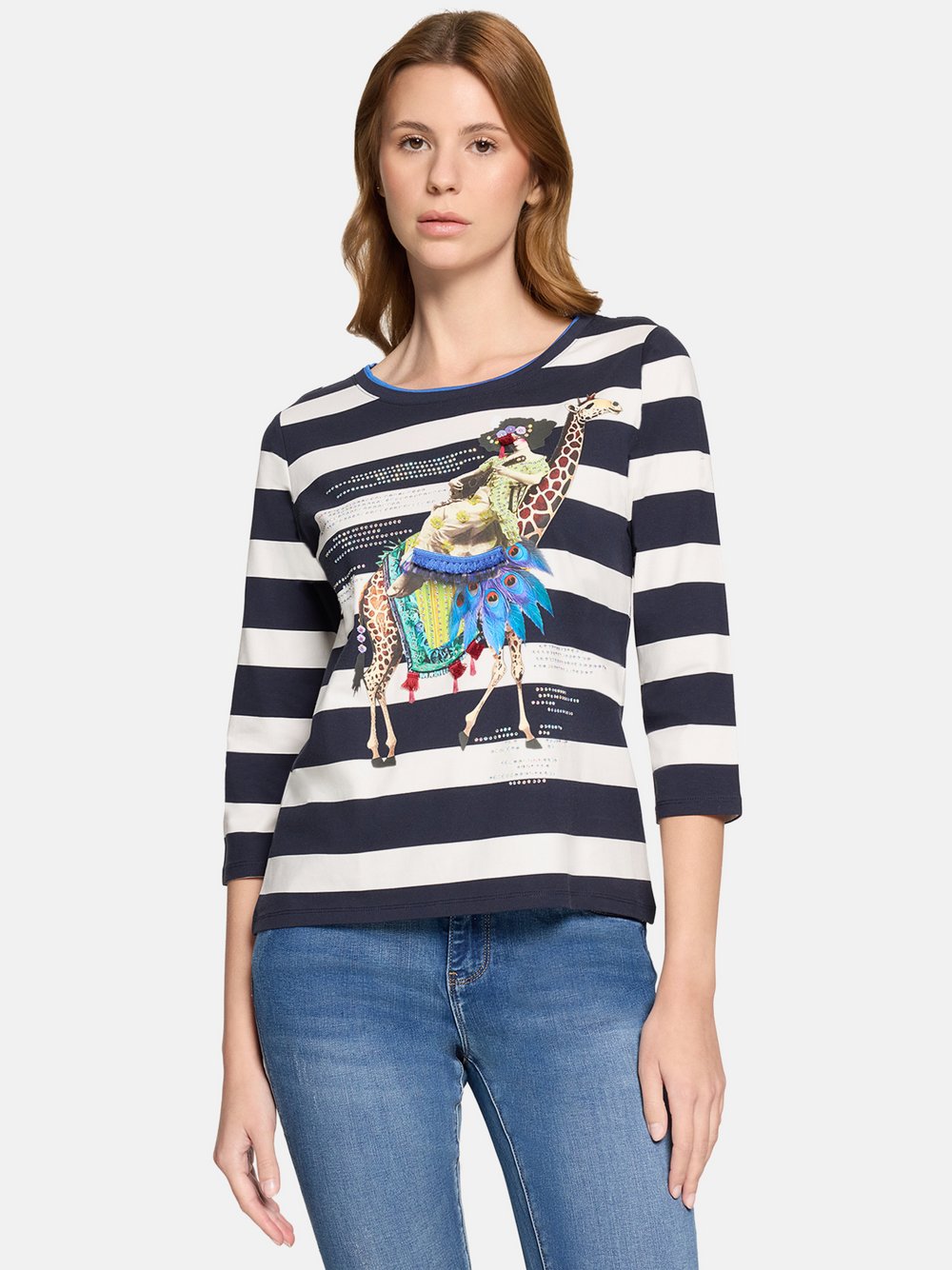 Betty Barclay Basic Shirt Damen Baumwolle blau gestreift, 42