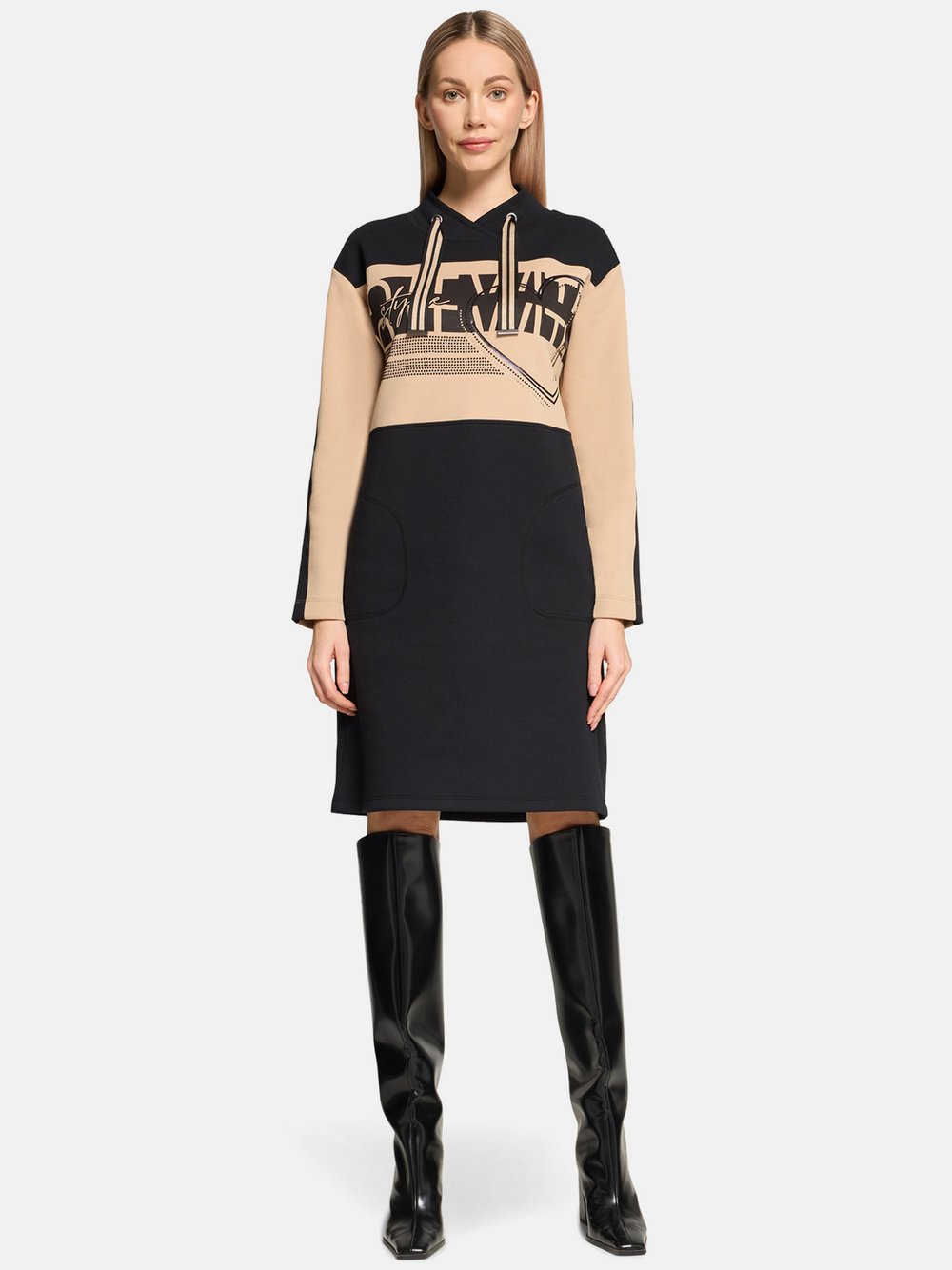 Betty Barclay Jerseykleid Damen Baumwolle beige bedruckt, 46