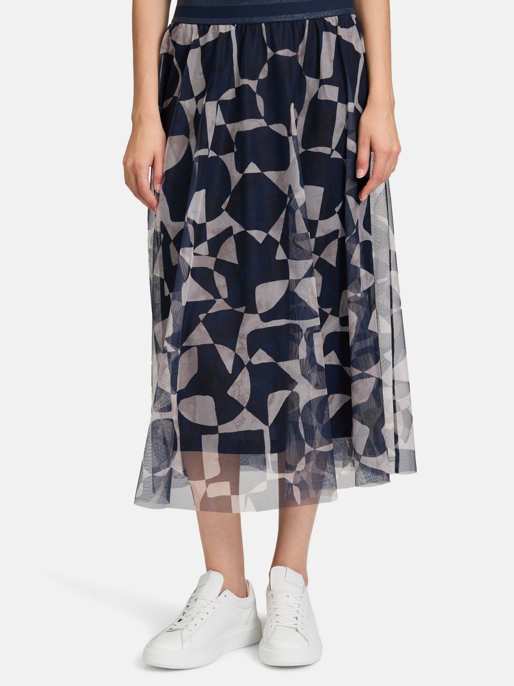 Betty & Co Midirock Damen blau gemustert, 42