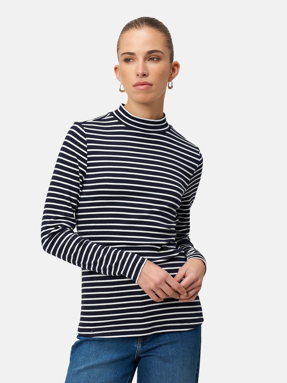 zero Ringelshirt Damen Baumwolle blau gestreift, 34