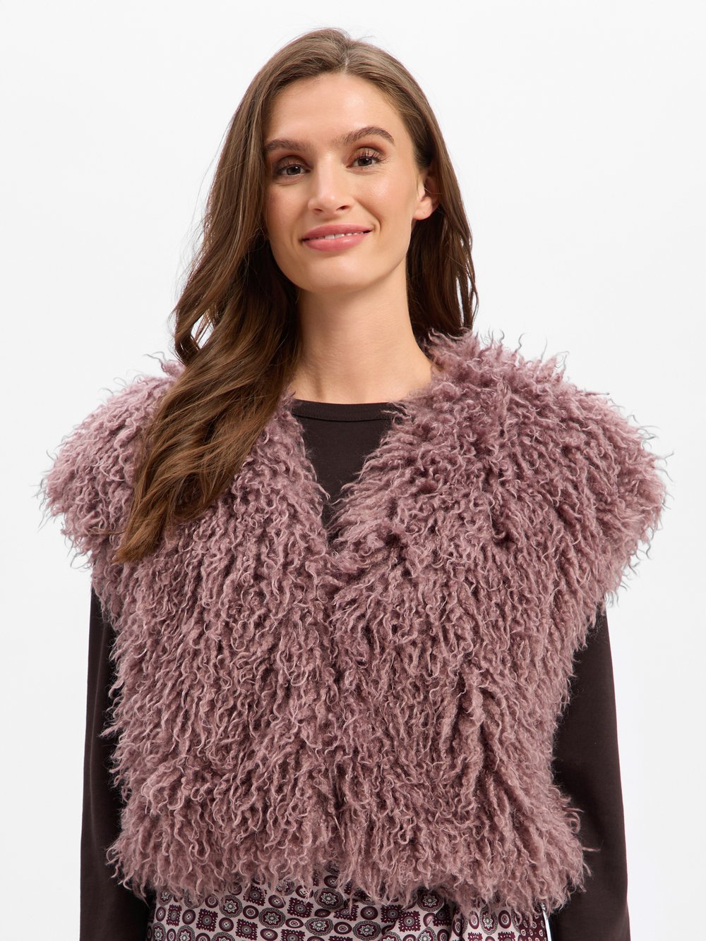VAN GRAAF Liu Jo Collection Damen Rosenholz Kunstfellweste Lila, Größe 36
