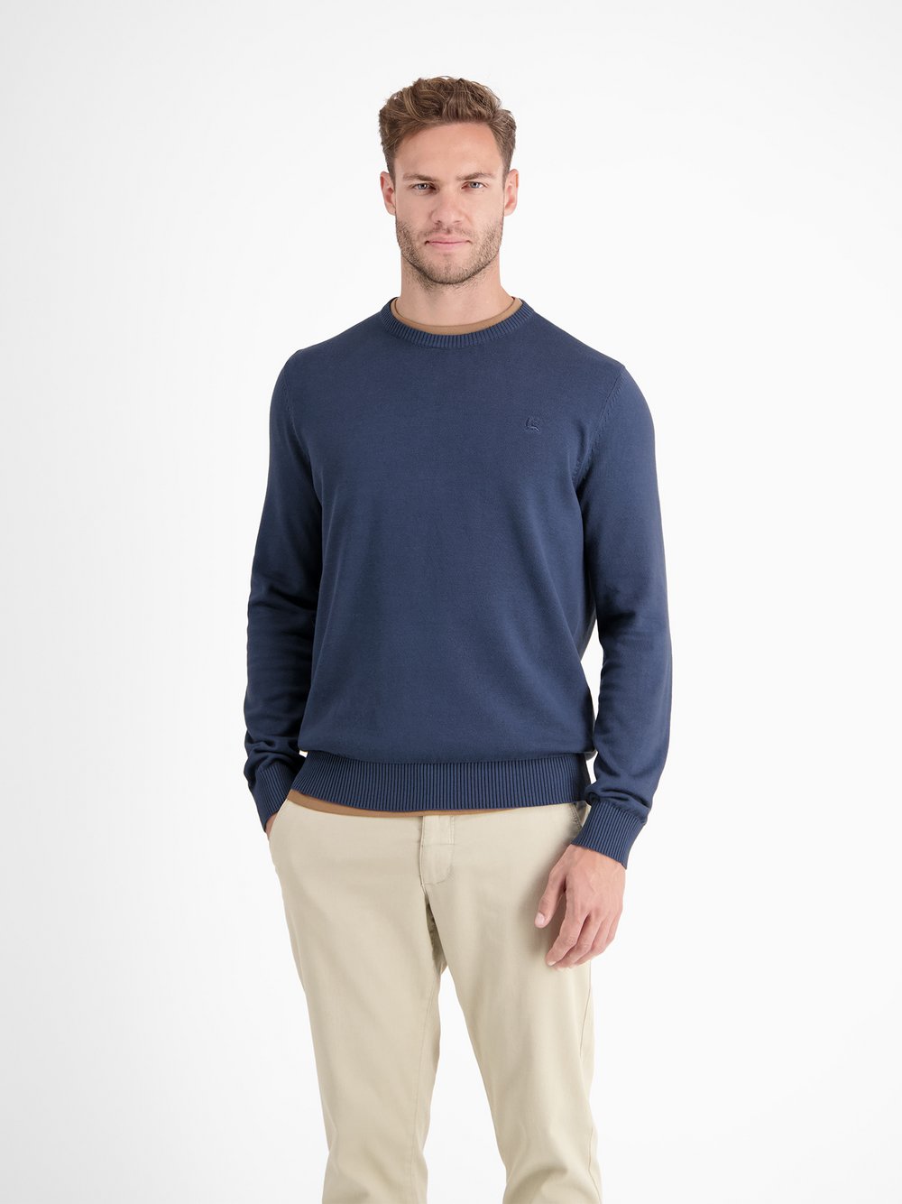 LERROS Strickpullover Herren Baumwolle blau, L