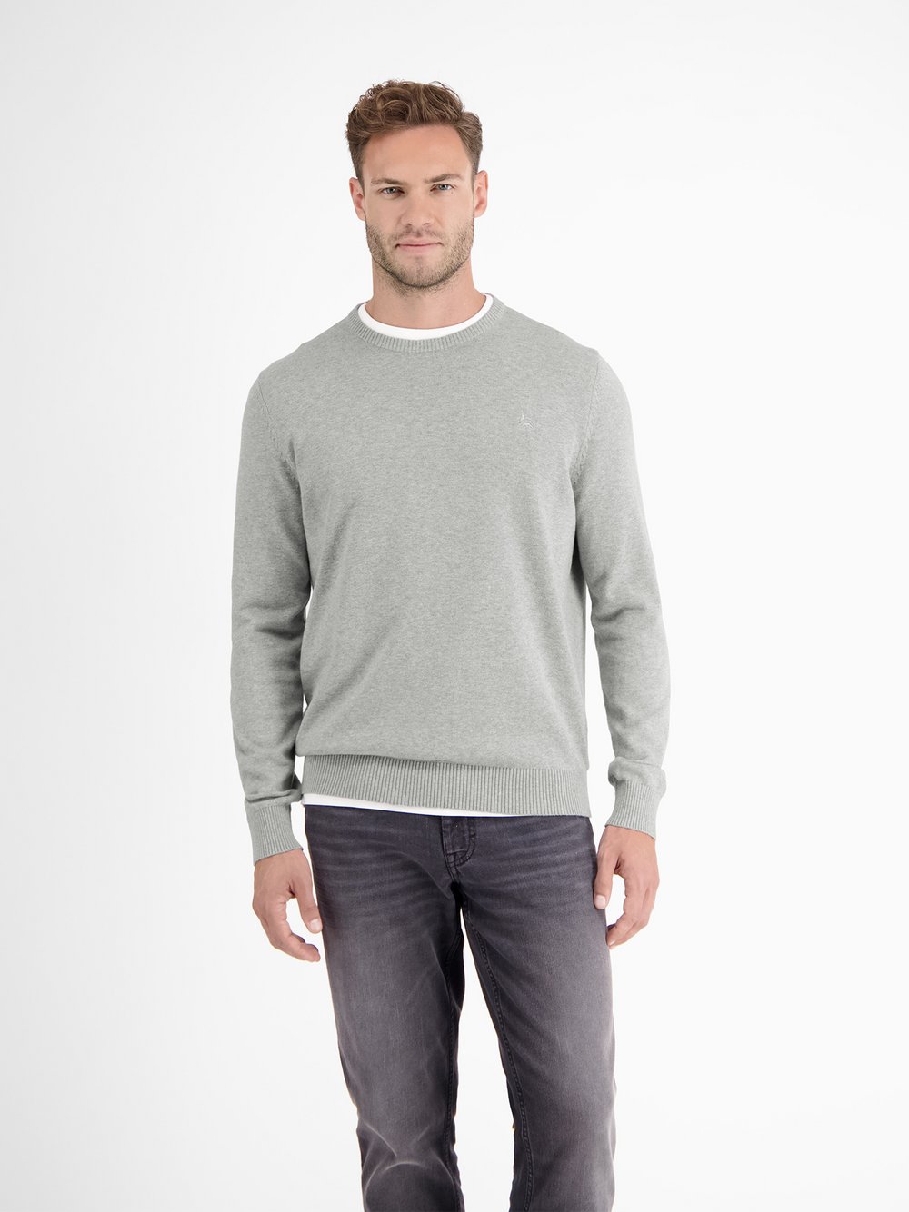 LERROS Strickpullover Herren Baumwolle grau, L