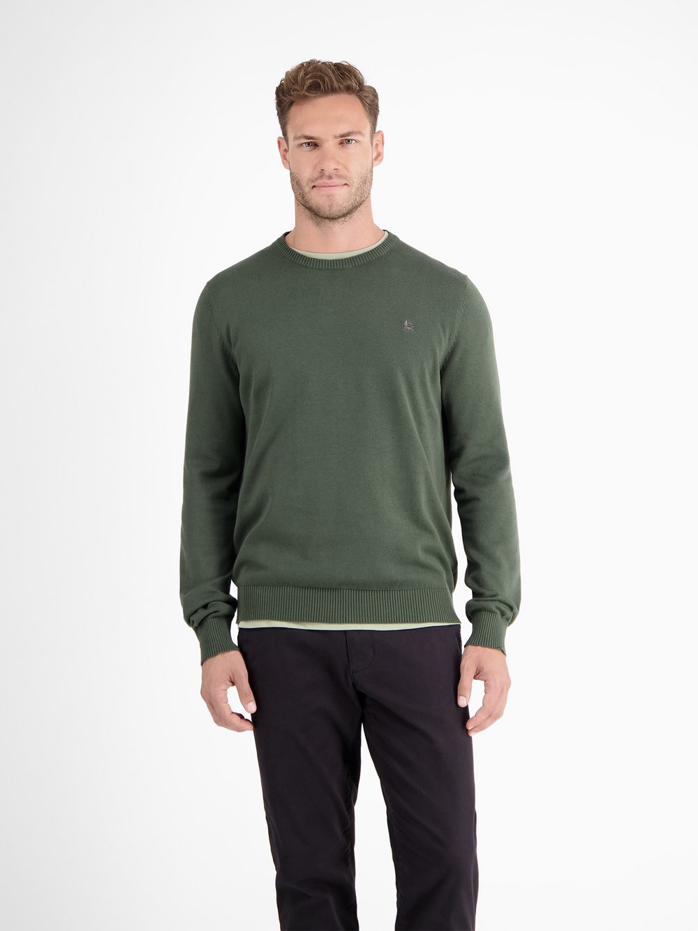 LERROS Strickpullover Herren Baumwolle grün, L