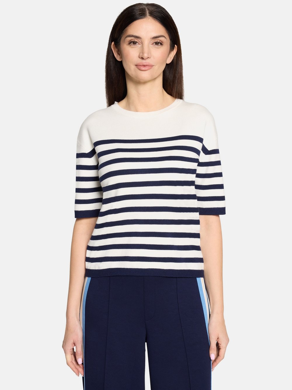 Thumbnail - Cartoon Strickshirt Damen Viskose mehrfarbig gestreift, 40