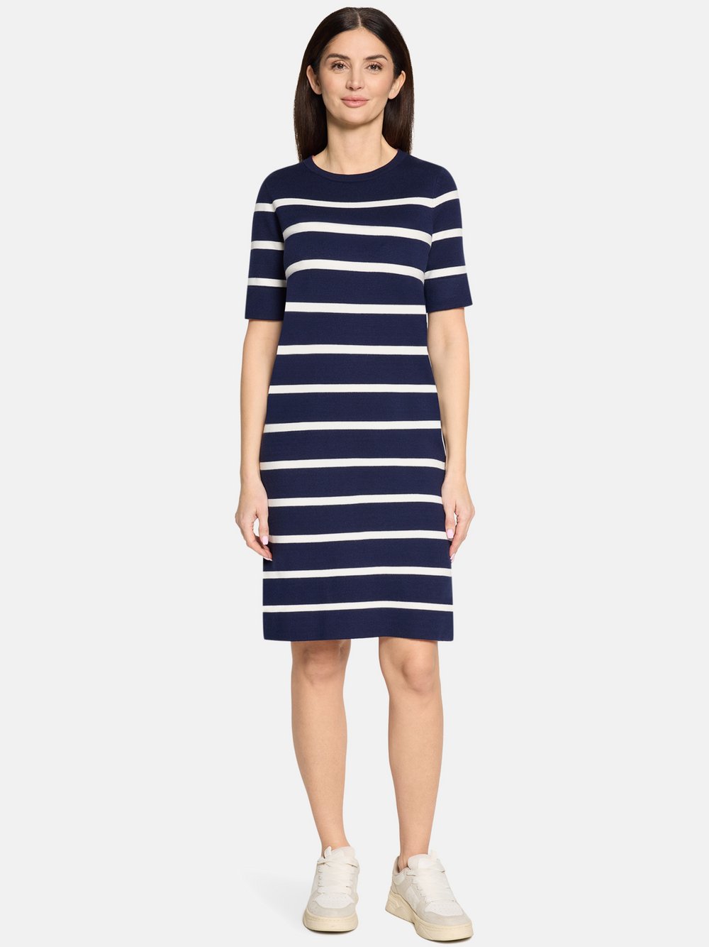 Cartoon Strickkleid Damen Viskose blau gestreift, 34