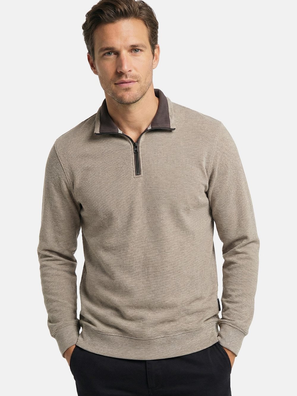 CASAMODA Sweattroyer Herren Baumwolle beige, XXXL