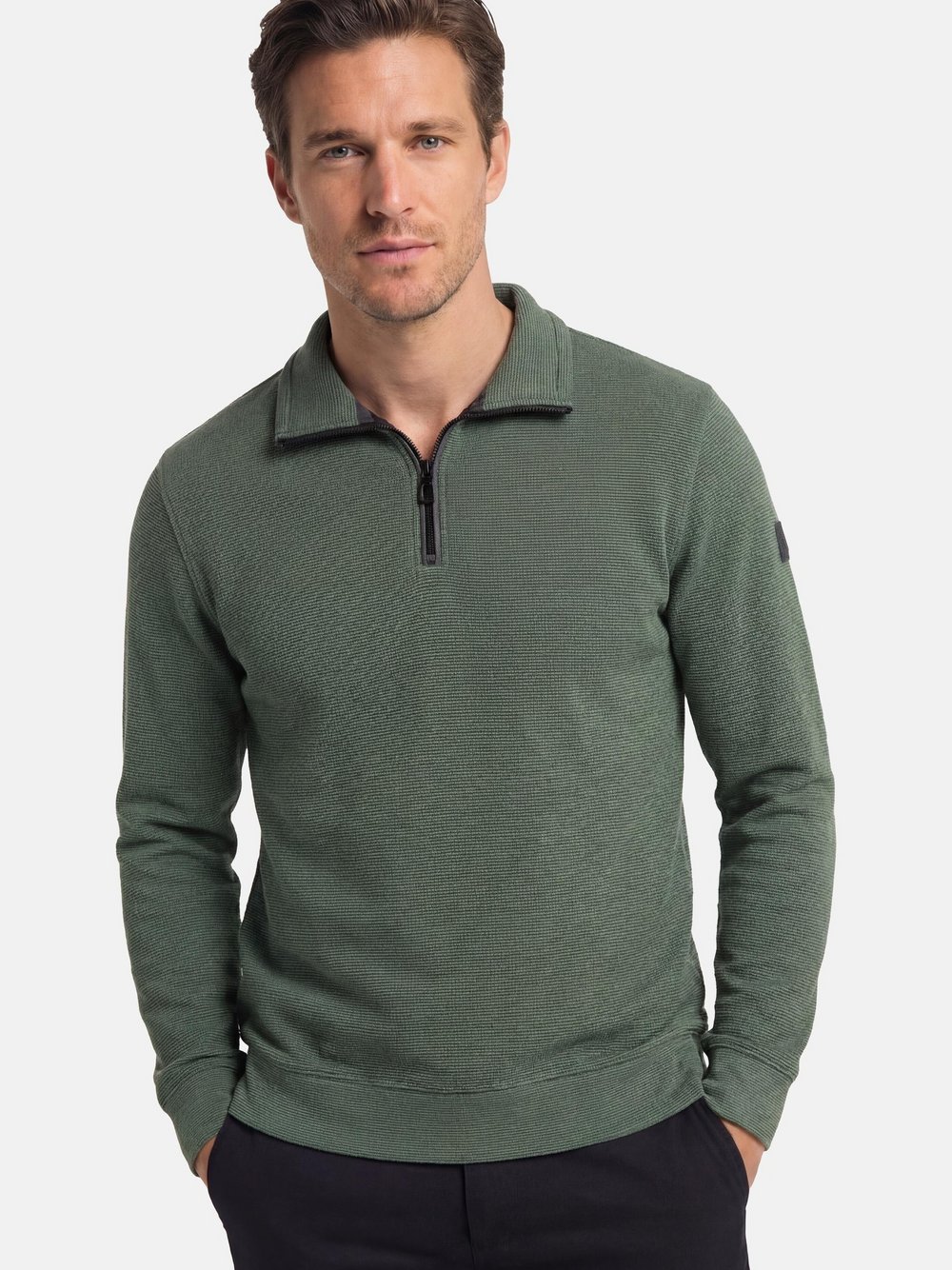 Thumbnail - CASAMODA Sweattroyer Herren Baumwolle grün, M