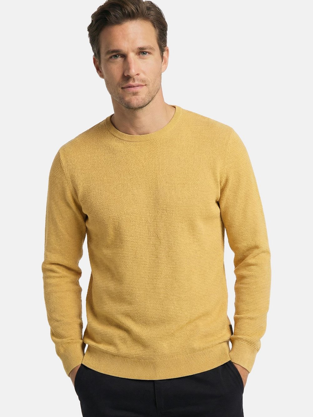 CASAMODA Pullover Herren Baumwolle gelb, L