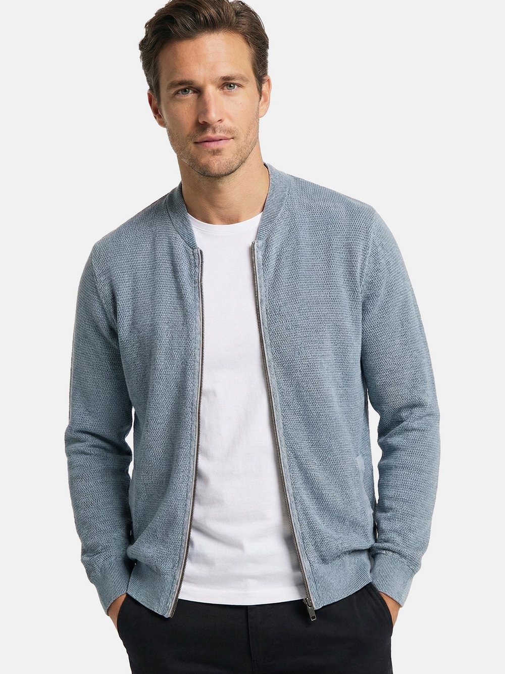 Thumbnail - CASAMODA Strickjacke Herren Baumwolle blau, L