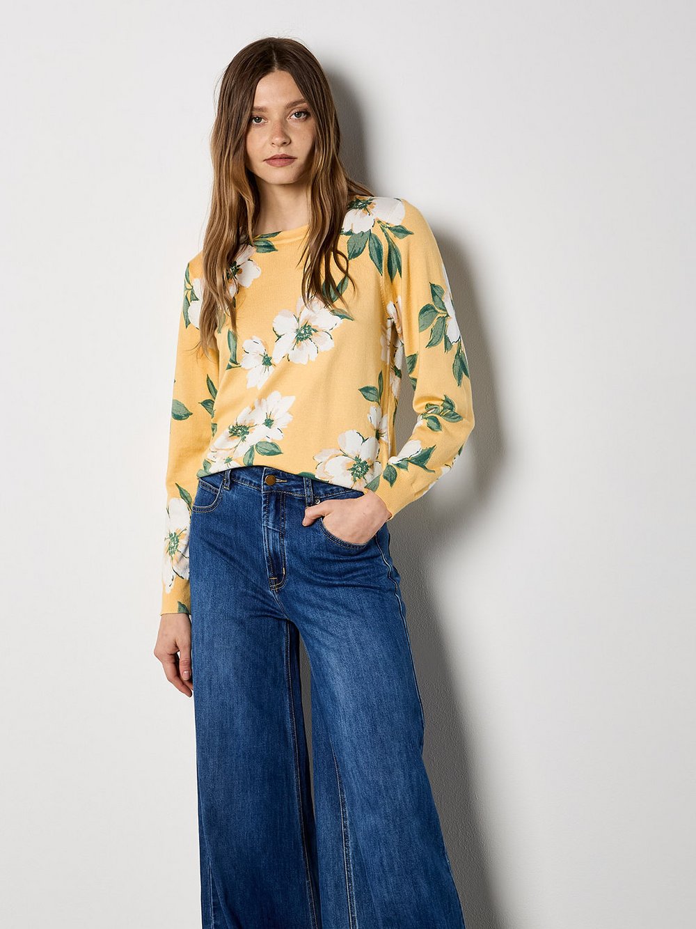 Apricot Pullover Damen Viskose gelb, 34