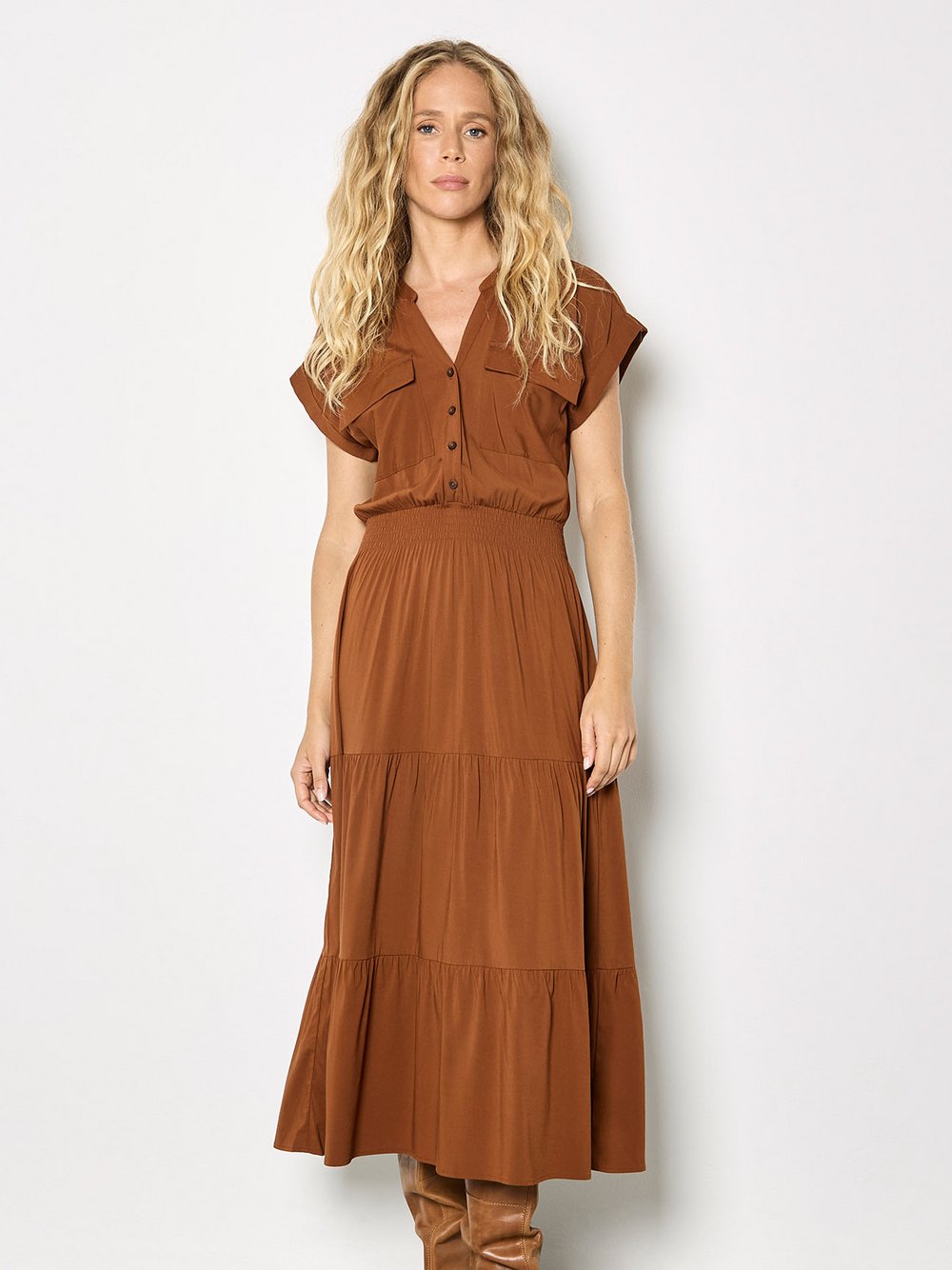 Apricot Midikleid Damen Viskose braun, 42