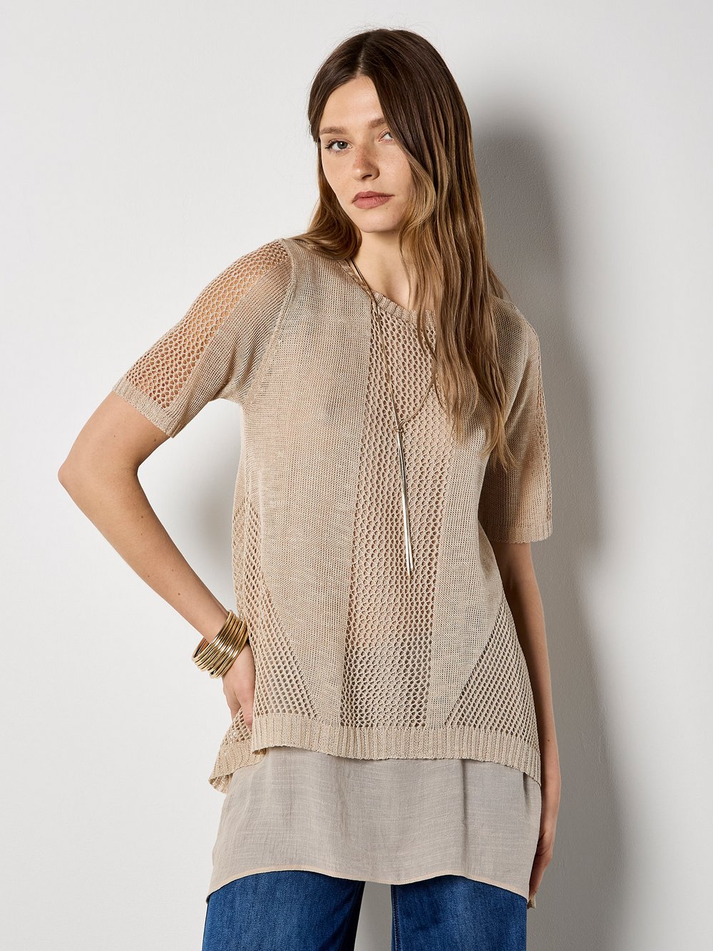 Apricot Bluse Damen Viskose beige, 36