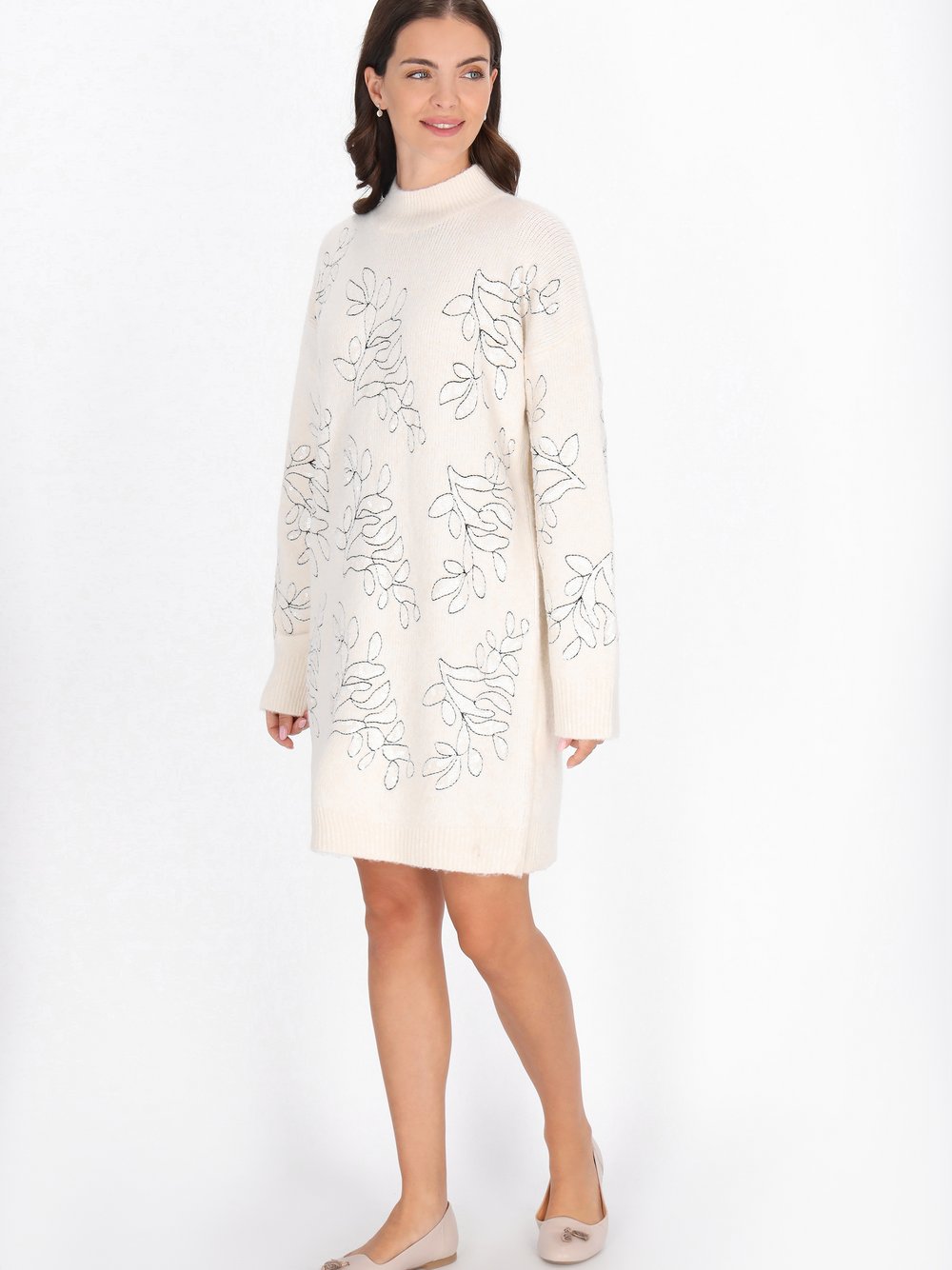 Usha Kleid Damen Wolle beige strukturiert, XL/XXL