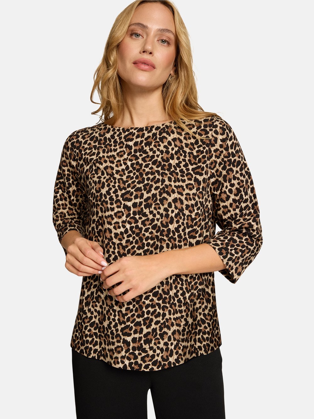 zero Leobluse Damen Viskose schwarz gemustert, 44