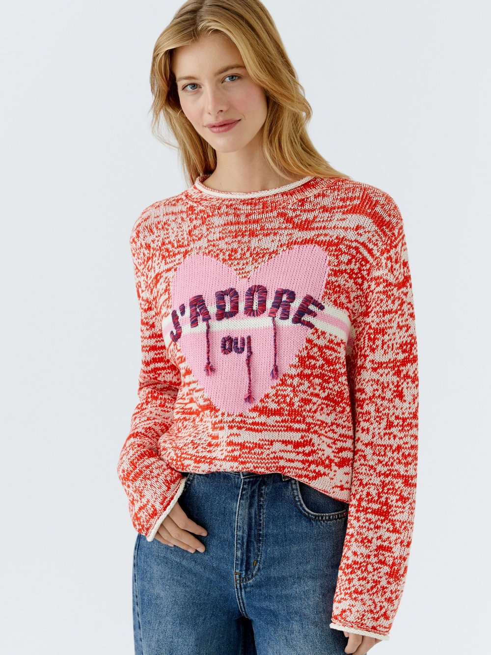 Oui Pullover Damen Baumwolle rot, 34