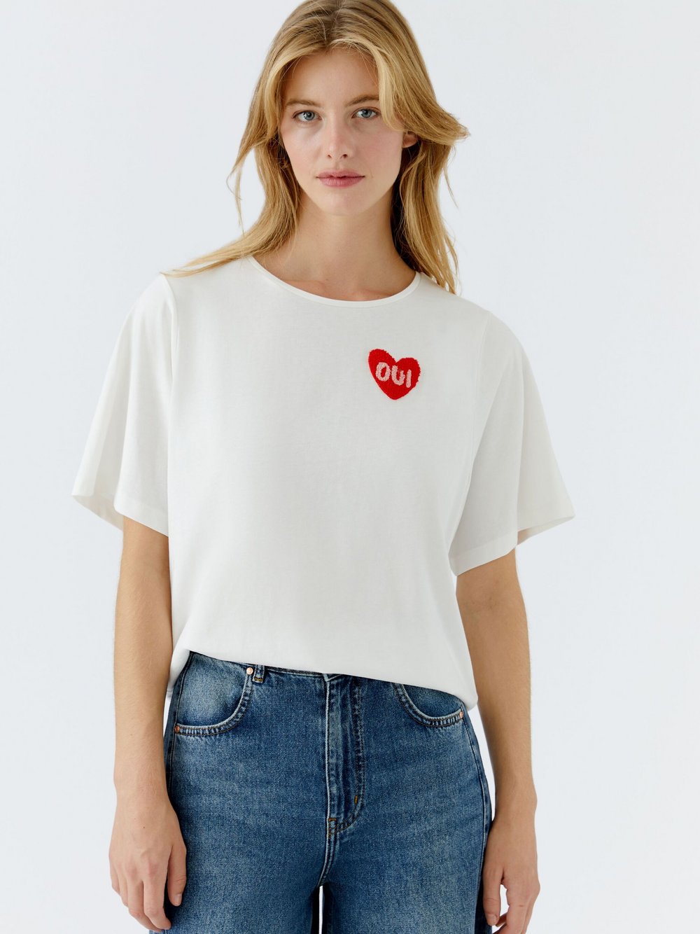 Thumbnail - Oui T-Shirt Damen Baumwolle weiß bedruckt, 38