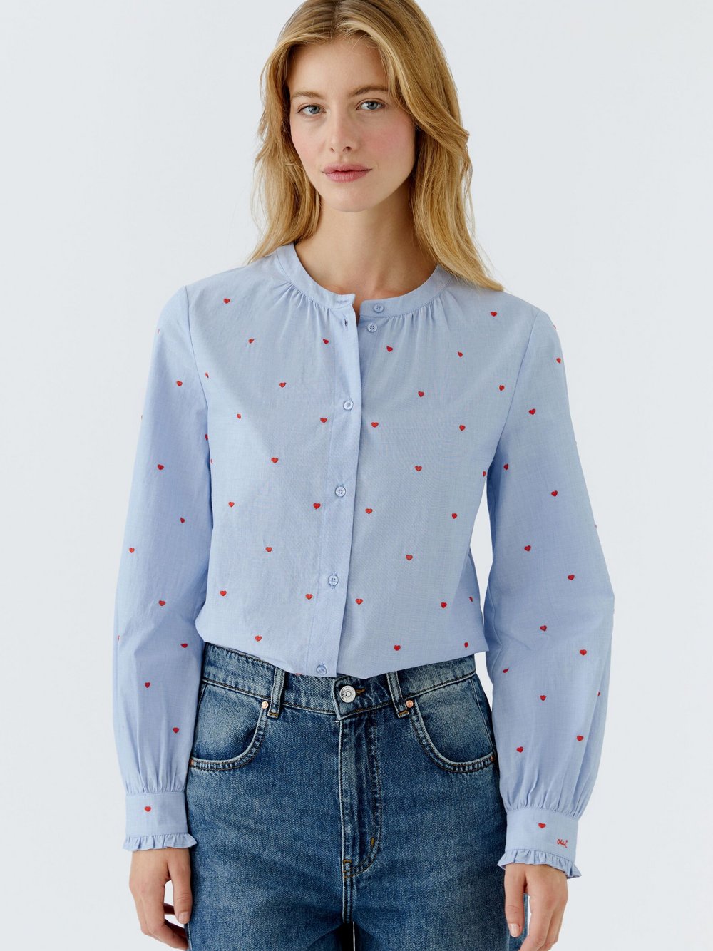 Thumbnail - Oui Bluse Damen Baumwolle blau, 44
