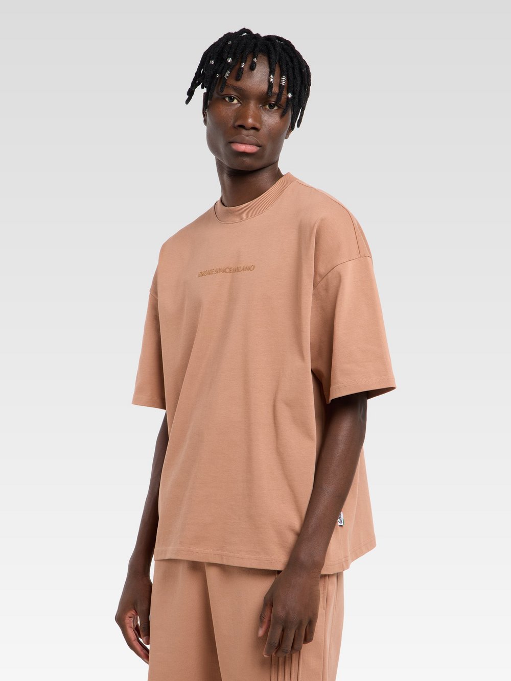 Carlo Colucci T-Shirt  Herren Baumwolle braun gemustert, S