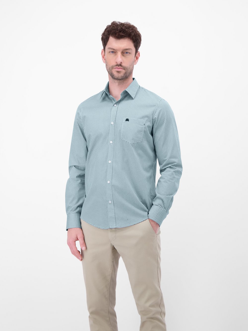 Thumbnail - LERROS Langarmhemd Herren Regular Fit Baumwolle blau kariert, XL