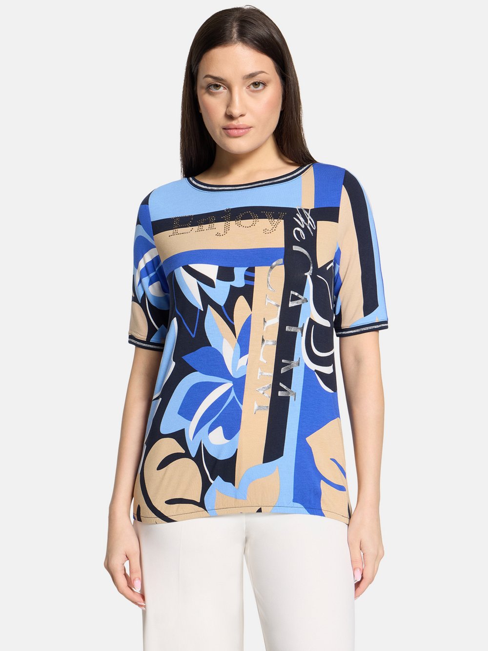 Betty Barclay Casual-Shirt Damen Viskose blau gemustert, 48