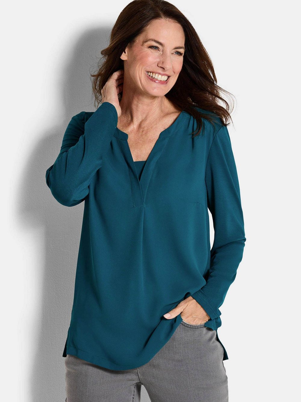 Goldner Blusenshirts Damen blau, 19