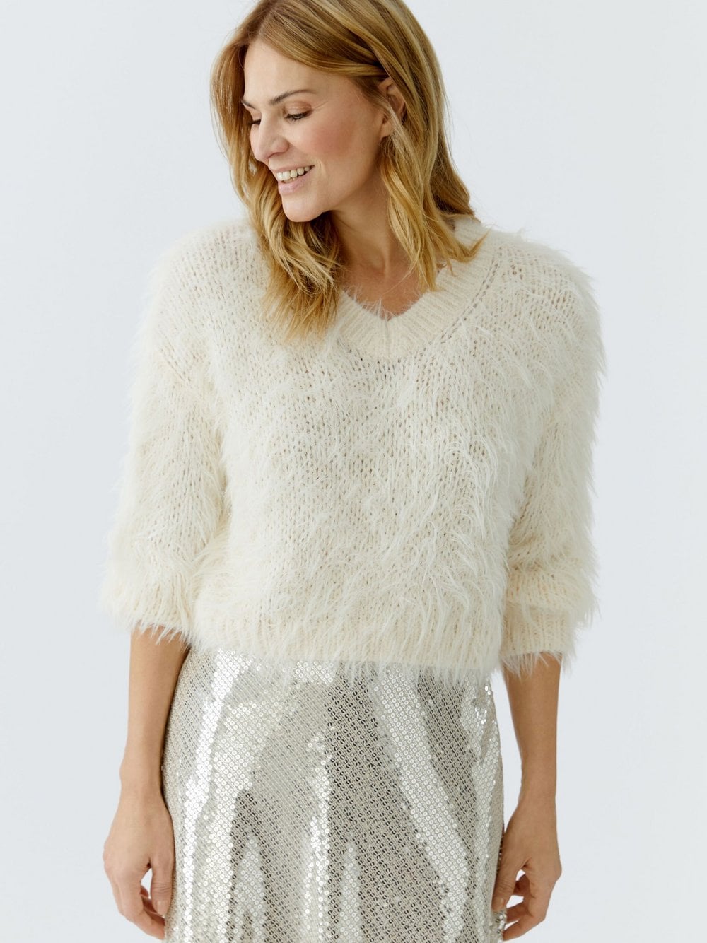 Thumbnail - Oui Pullover Damen Polyamid weiß, 40