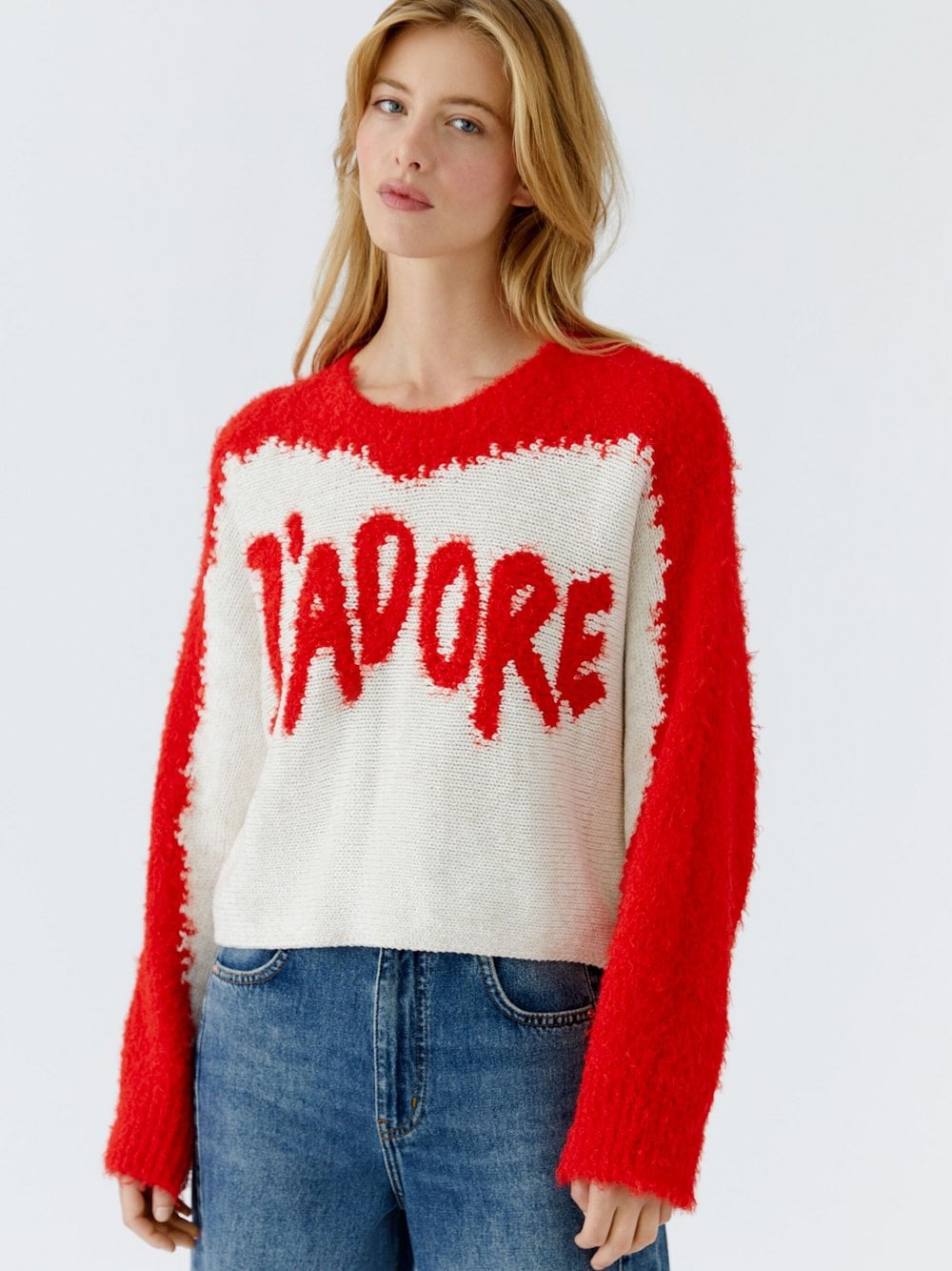 Oui Pullover Damen rot, 42