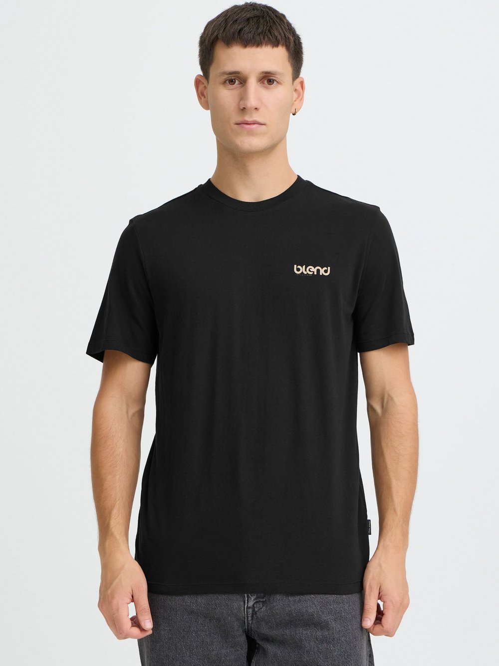 Thumbnail - BLEND Rundhalsshirt  Herren Baumwolle schwarz bedruckt, S