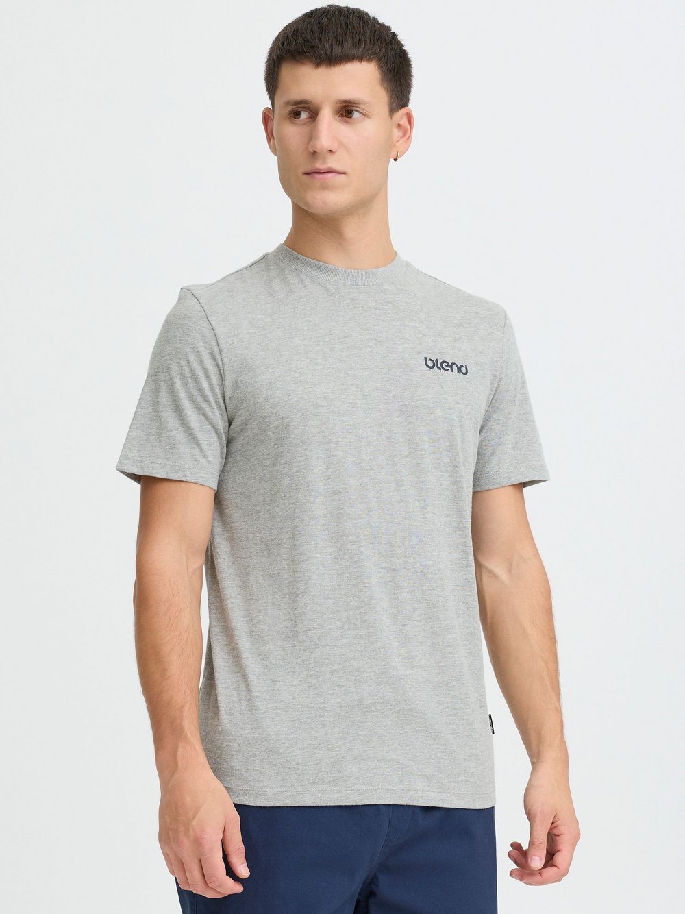 BLEND Rundhalsshirt Herren Baumwolle grau bedruckt, XL