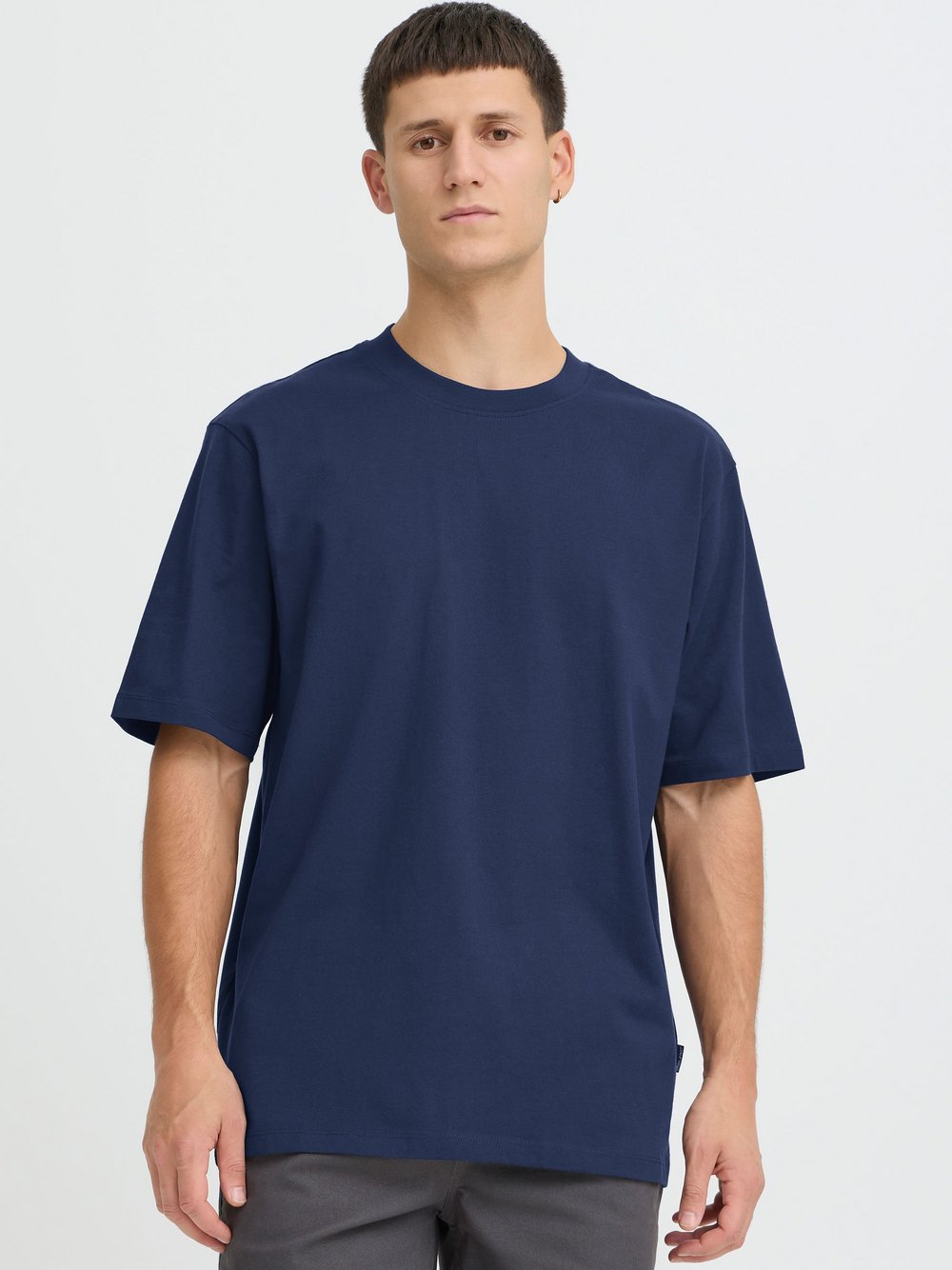 BLEND Rundhalsshirt  Herren Baumwolle blau bedruckt, M