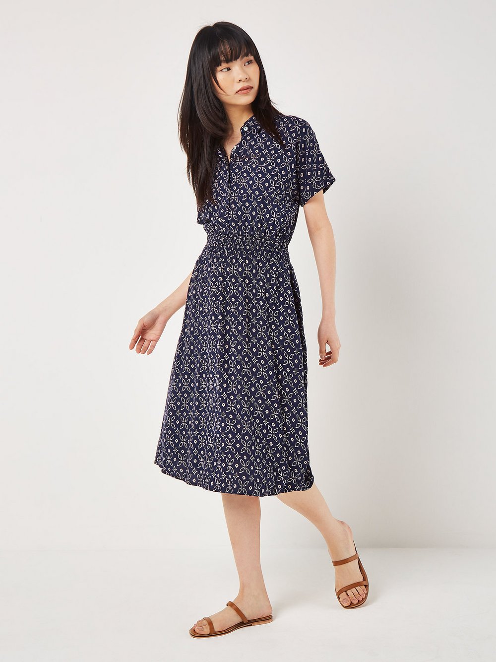 Thumbnail - Apricot Midikleid Damen Viskose blau bedruckt, 36