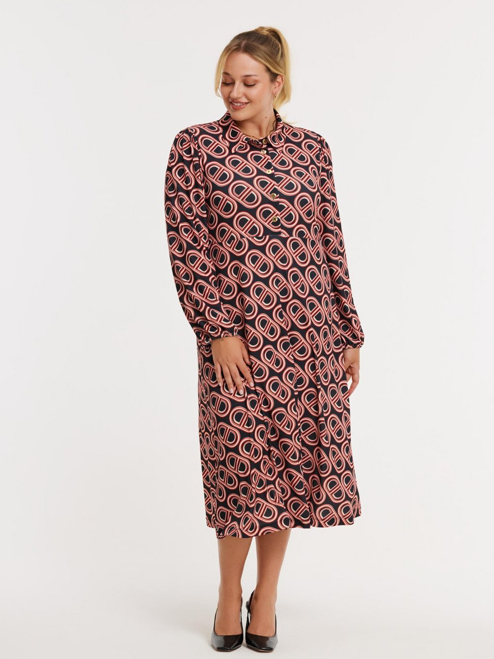 YOEK Kleid Damen schwarz bedruckt, 46-48