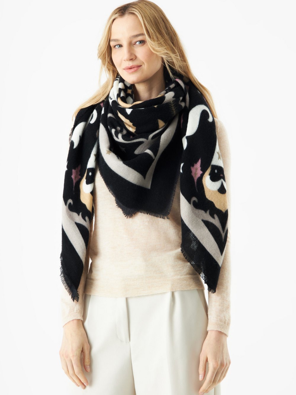 Codello Schal Damen schwarz bedruckt, ONE SIZE