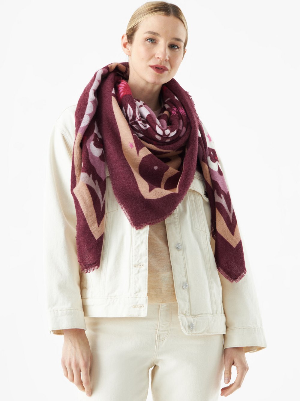 Codello Schal Damen rot bedruckt, ONE SIZE