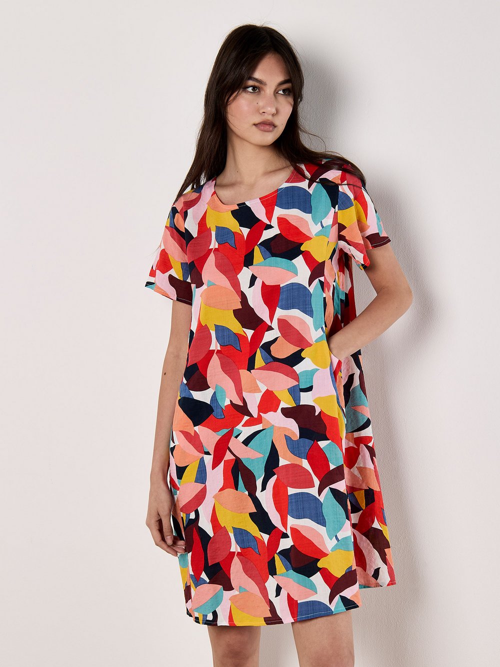 Thumbnail - Apricot Minikleid Damen Baumwolle mehrfarbig, 38